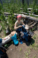 Zina packing for a day hike